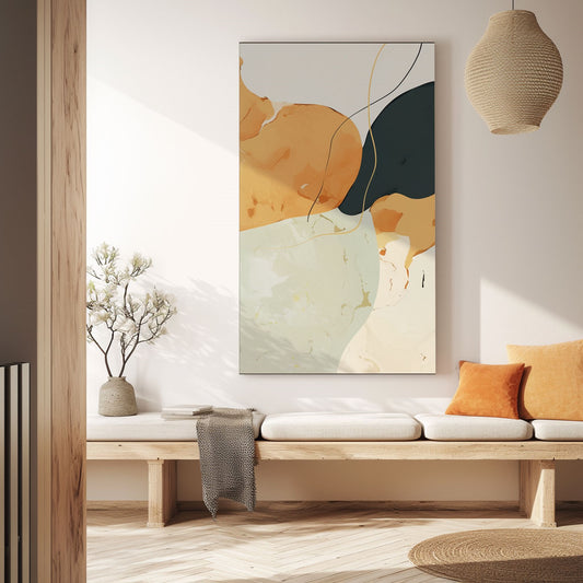 Minimalism Abstract Handmade Oil Painting Modern Home Living Room Decoration Painting,27inx54in,No Frame