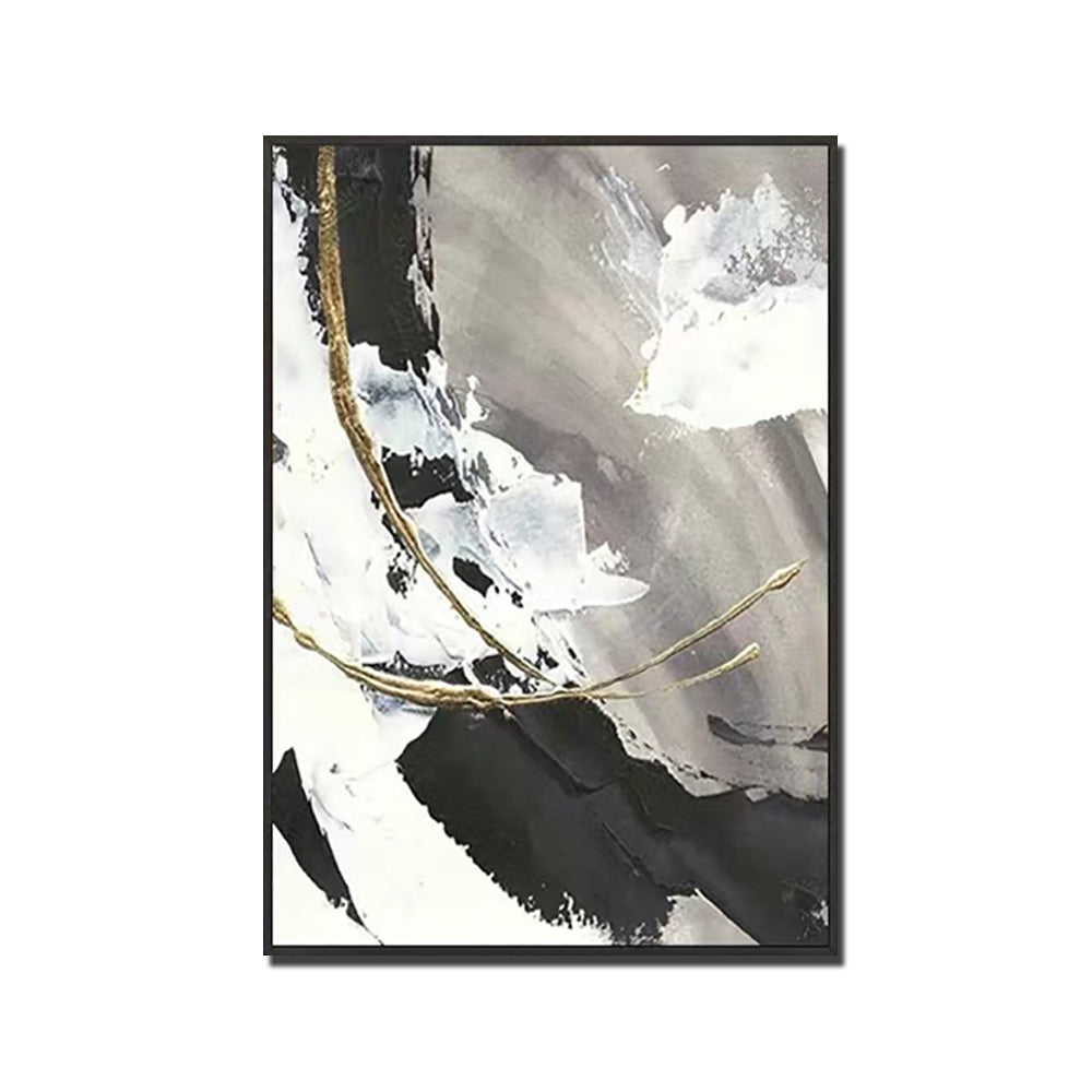 Large Size Handmade Oil Painting Black White Golden Texture Wall Art Modren Abstract Decoration Pictures Hand,31inx47in,No Frame