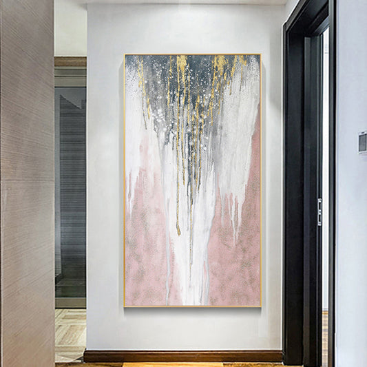 #570Hand painted Oil Painting On Canvas White Pink Abstract Living Room Corridor Porch Decorative Modern Simple ,27inx54in,No Frame