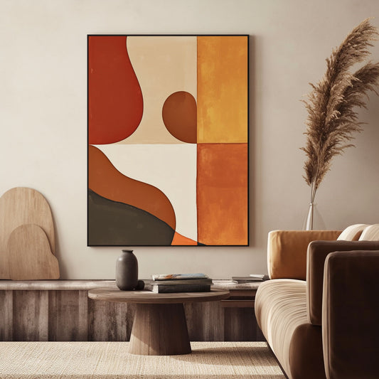 Handpainted Abstract Wall Art Painting Decorative Painting Aisle Corridor Mural Mooring Hanging Painting yellow orange black brown 31inx47in,No Frame