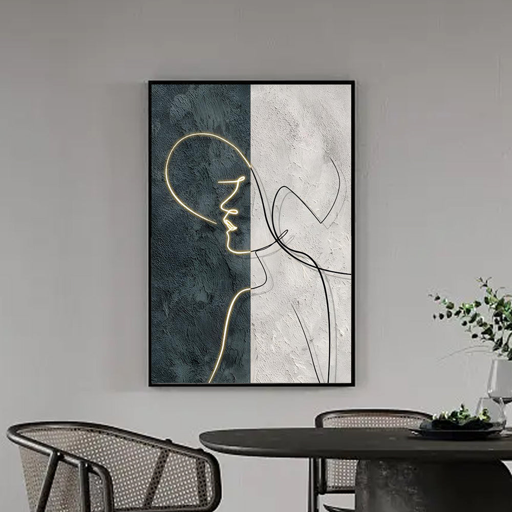Frameless Abstract Woman Oil Painting Figure Modern Wall Art Handpainted Paintings On Canvas For Office,31inx47in,No Frame