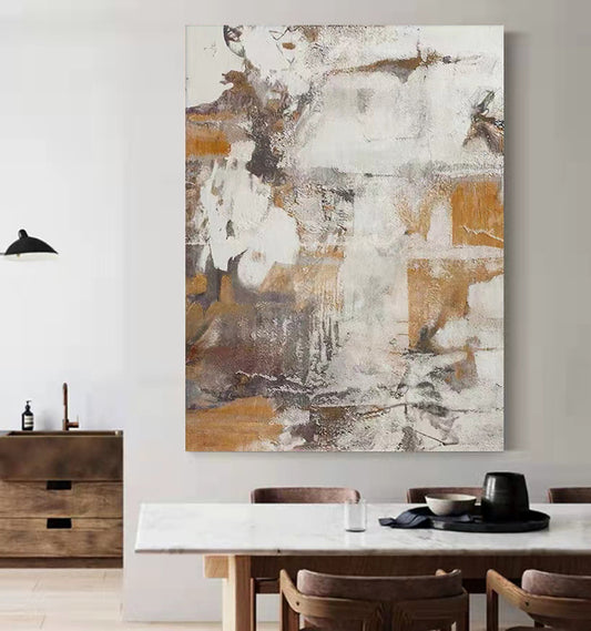 Hand Painted Large Abstract Painting Gold and Brown Oil Painting On Canvas For Living Room,31inx47in,No Frame