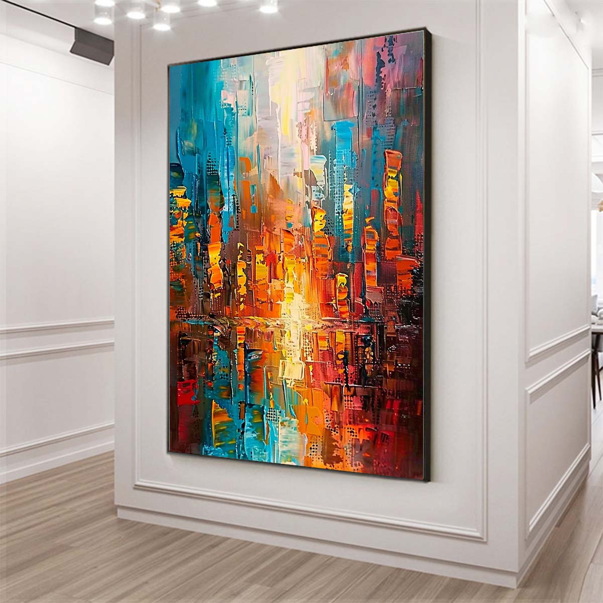 Original creation City Hand painted Oil Painting Canvas Wall Art For Home Living Room Unframed/Rolled #020