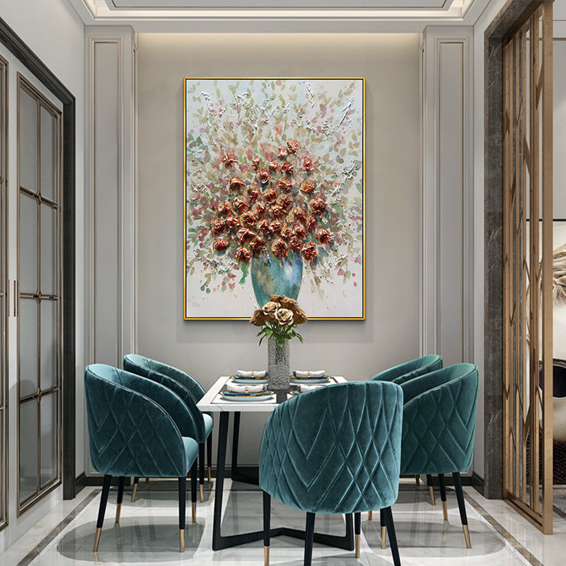 Thick Oil Abstract Flowers Oil Painting Handmade Wall Art Paintings On Canvas Modern Home Decoration Canvas Oil Painting for Home Living Room,31inx47in,No Frame