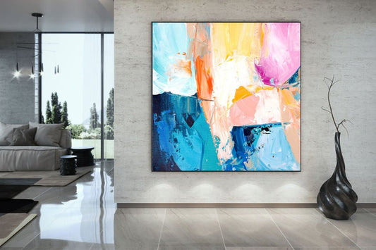 Original Living Room Art Canvas Art Modern Abstract Paintings Pink Extra Large Wall Art Abstract Paintings Large Canvas Art31in,No Frame