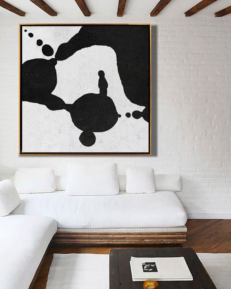 OversizedAbstractPaintingOnCanvasAbstractArtCanvasPaintingMinimalistArtBlackWhitePaintingLargeWall  31in,No Frame