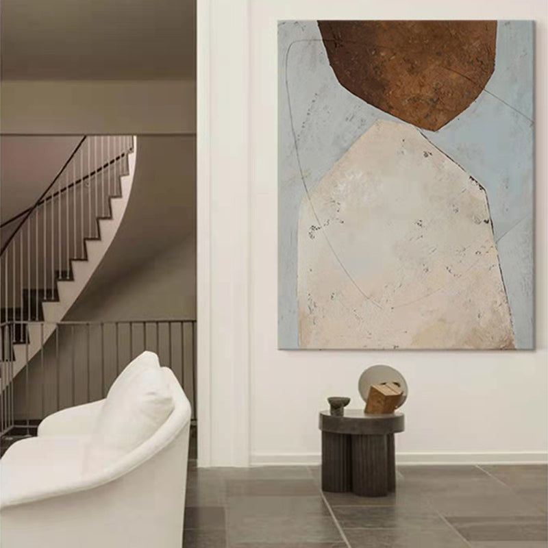 Modern Abstract Handpainted Living Room Decoration Painting Lucky Stone Sofa Background Wall Japanese Abject Style Corridor,31inx47in,No Frame