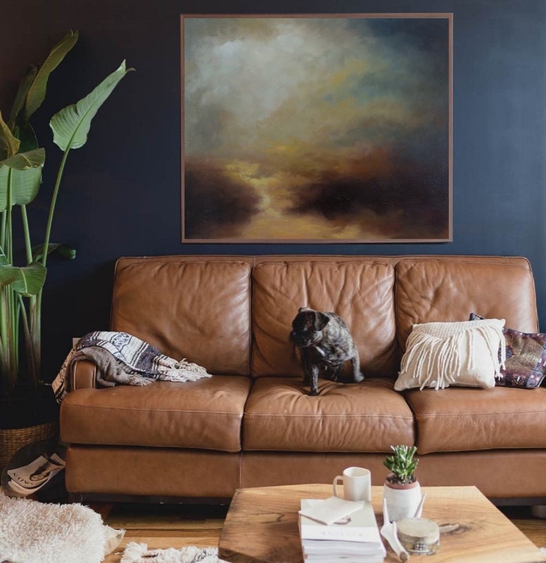 LargeSkyAbstractPaintingOriginalNaturalLandscapePaintingWallArtImpressionistPaintingCloudPaintingWeatherDecor  31in,No Frame
