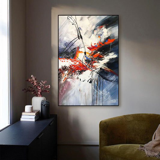 Hand Painted Oil Painting Custom Simple Modern Abstract Painting Living Room Corridor Bedroom Decoration Painting Red,31inx47in,No Frame