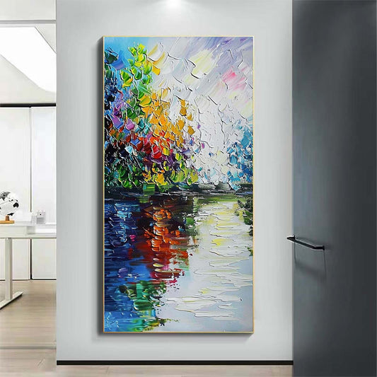 Landscape Paintings Abstract Handmade Oil Painting Modern Home Living Room Decoration Painting,27inx54in,No Frame