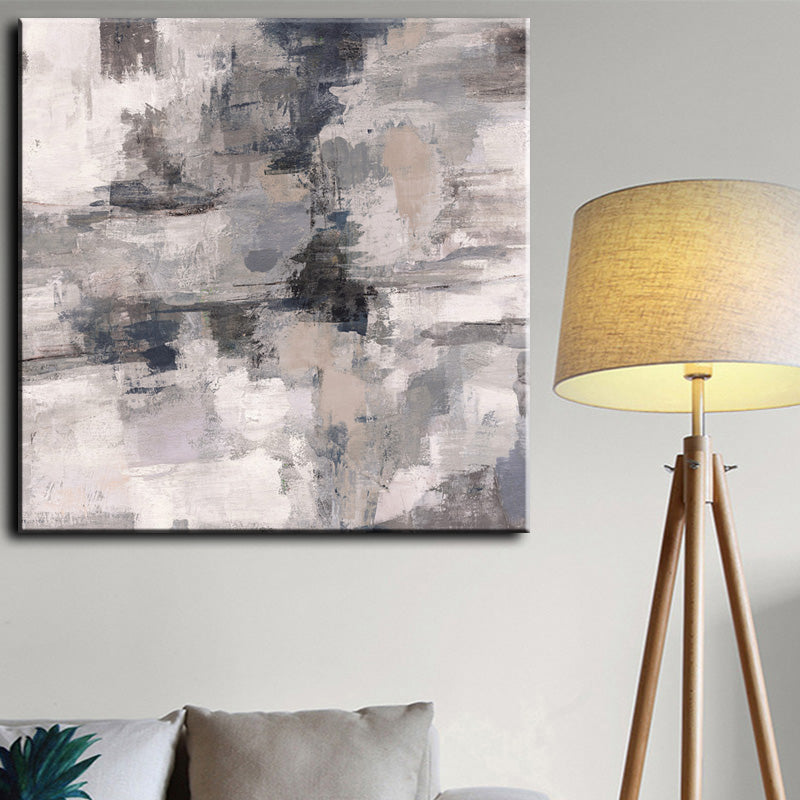 Handpainted Abstract Light Gray Oil Painting Handmade On Canvas Modern Nordic Wall Art Pictures For