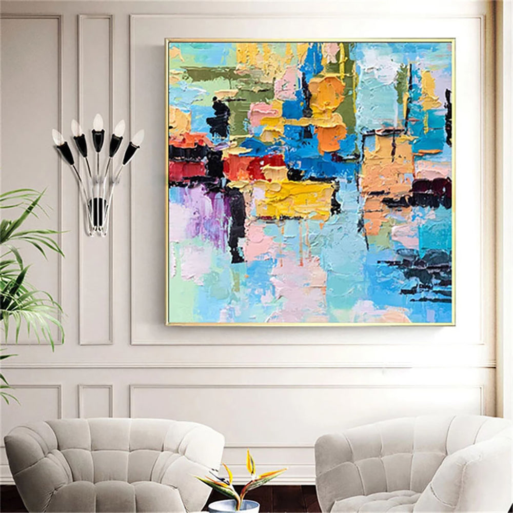 1 Panel Set Abstract Simple Design Oil Paintings Wall Picture Abstract Canvas Wall Decorative Artwork,31inx31in,No Frame
