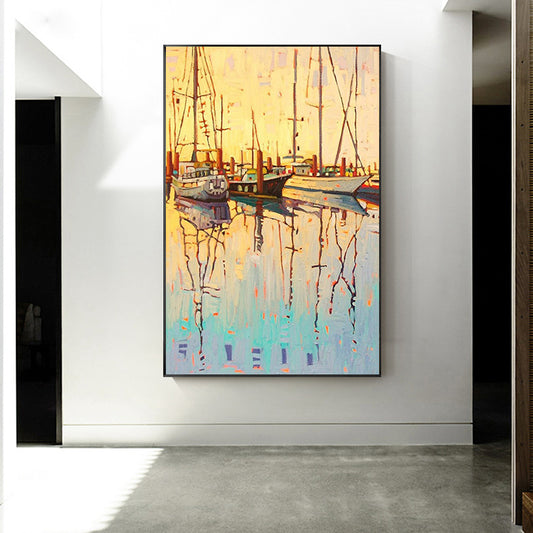 Nordic Sailing hand-painted Oil Painting The Living Room Decorative Murals American Households Vestibule Floor Penthouse Villa S27inx54in,No Frame