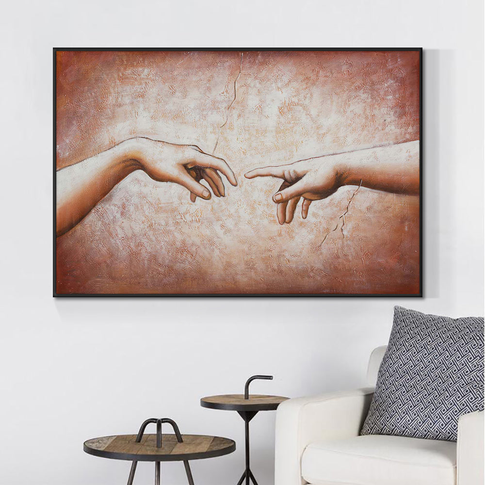 Abstract Romantic Hand With Hand Canvas Painting  Hand Painted Wall Art Poster Picture For Couples,27inx54in,No Frame