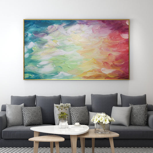 Handmade Abstract Art Colorful Oil Painting On Canvas Living Room Restaurant Decorative Hotel Modern Hanging Mural,31inx47in,No Frame