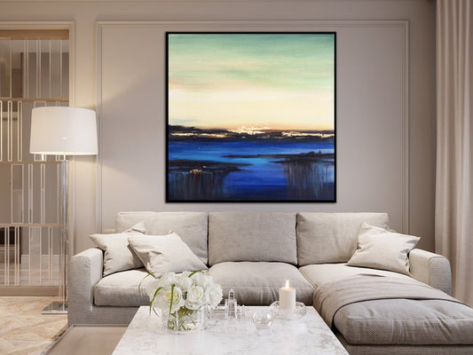 Sunset Painting Large Landscape Painting Oil Painting Large Blue Painting Original Painting Large Wall Painting For Living Room31in,No Frame