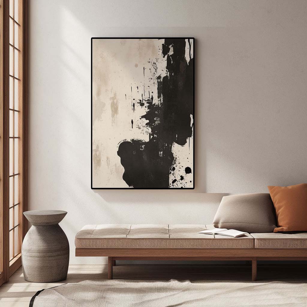 Handpainted Abstract Wall Art Painting Decorative Painting Aisle Corridor Mural Mooring Hanging Paintingblack1inx47in,No Frame