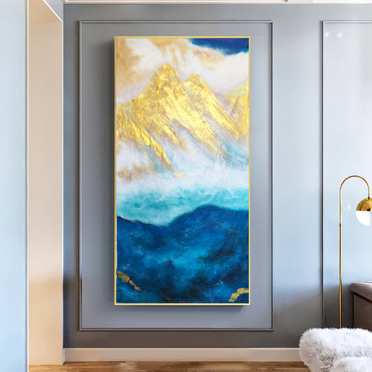 Pure Hand Painted Abstract Oil Painting Living Room Gold Foil Modern Decorative Painting Corridor Aisle Large,27inx54in,No Frame