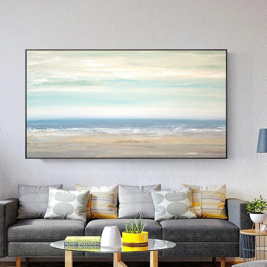 Northern European-Style Hand-Painted Abstract Oil Painting Minimalist Modern Sky Realm Scenery Decorative Painting American-Styl27inx54in,No Frame