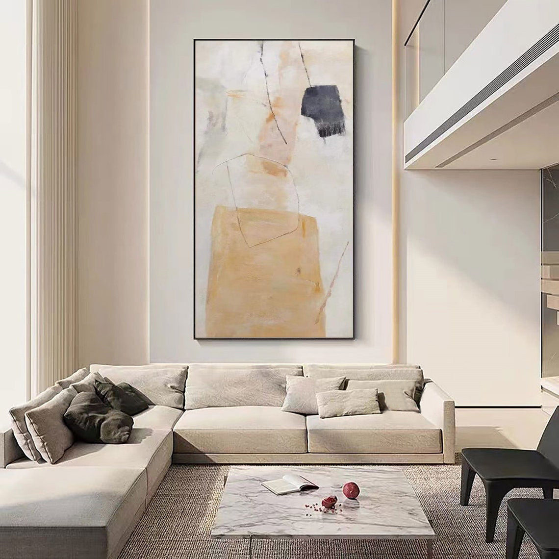 Hand Painted Abstract Painting On Canvas Modern Art Minimalist Art Large Wall art Beige Painting Wall Art Abstract Home Decor27inx54in,No Frame