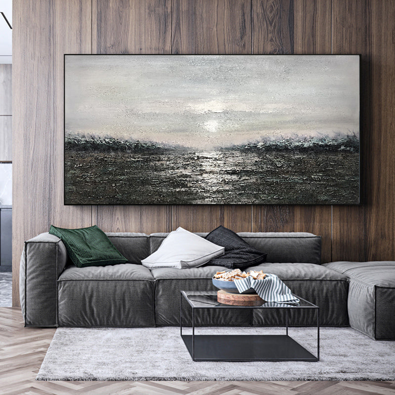After The Pure hand-painted Oil Painting Landscape Paintings Living Room Sofa Backdrop Decorative Painting Murals Sunrise Light27inx54in,No Frame