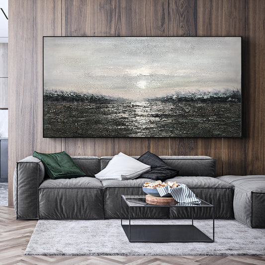 After The Pure hand-painted Oil Painting Landscape Paintings Living Room Sofa Backdrop Decorative Painting Murals Sunrise Light27inx54in,No Frame