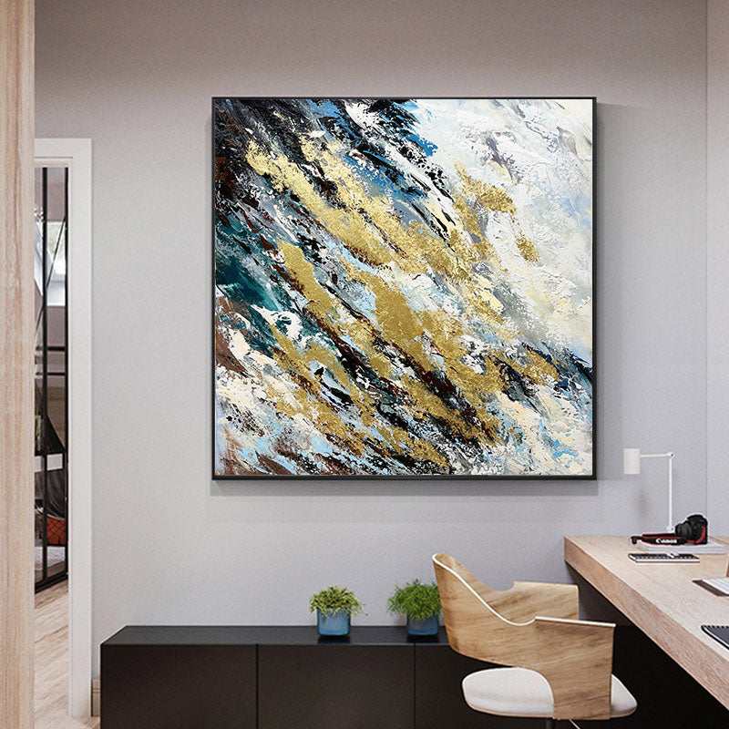 Abstract Hand painted Oil Painting Living Room Bedroom Dining Room Decorative Painting Golden Gold   (Unframed/Rolled)