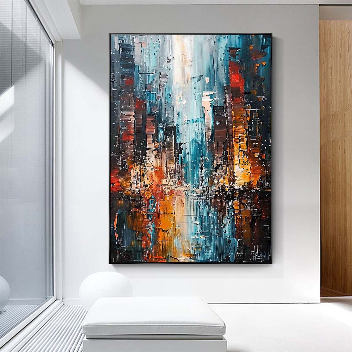Original creation City Hand painted Oil Painting Canvas Wall Art For Home Living Room Unframed/Rolled #022
