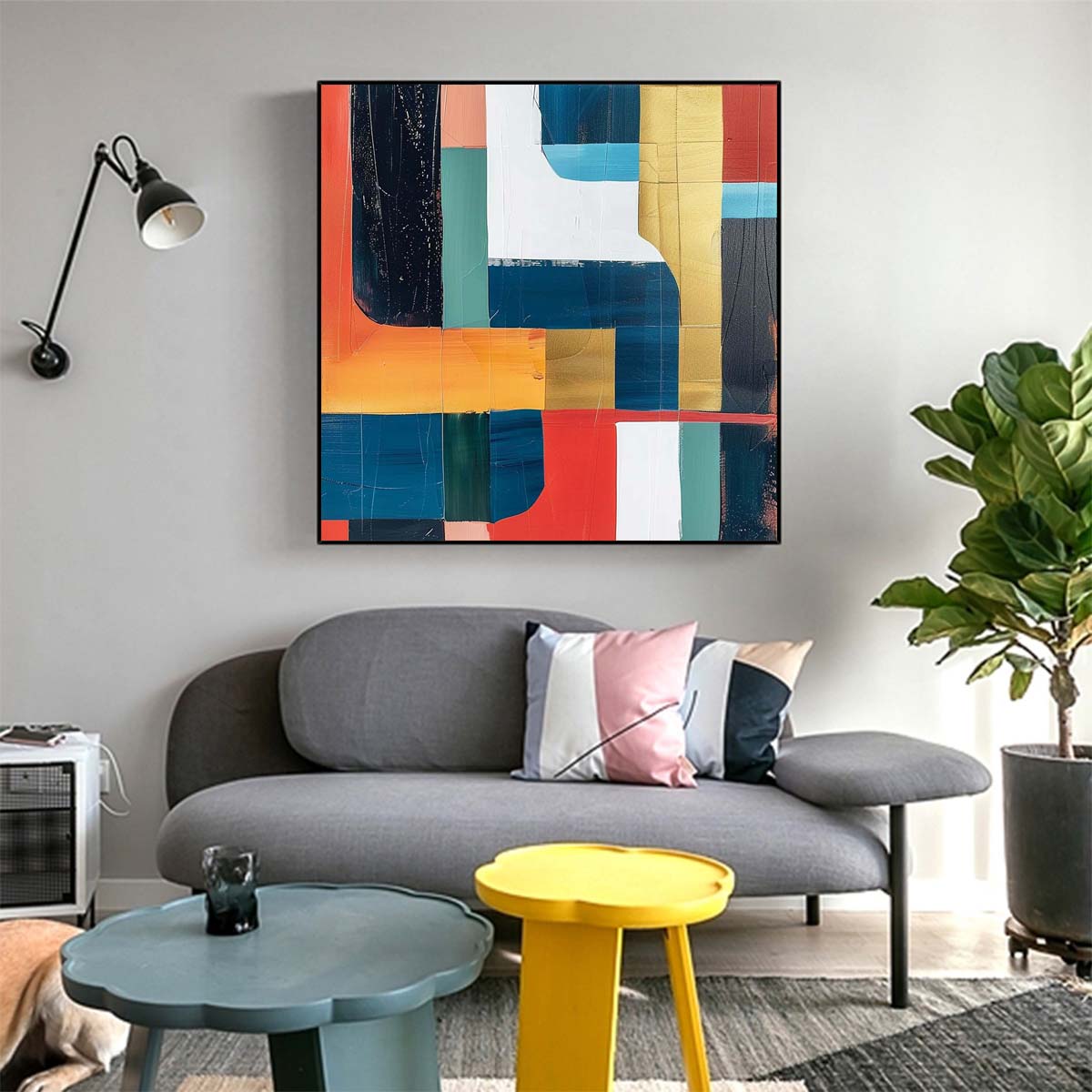 Abstract Handmade Oil Painting Modern Minimalist Home Living Room Decoration Painting,31inx31in,No Frame