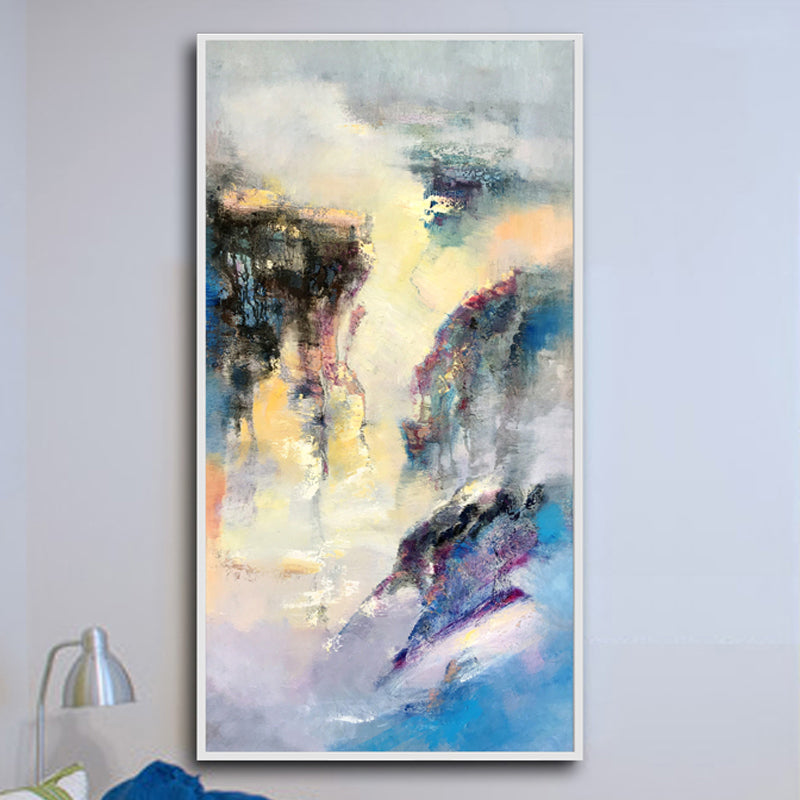 Large Abstract Oil Painting Canvas Painting Blue Abstract Painting Contemporary Art Abstract Oil Painting Oversize Wall Art27inx54in,No Frame
