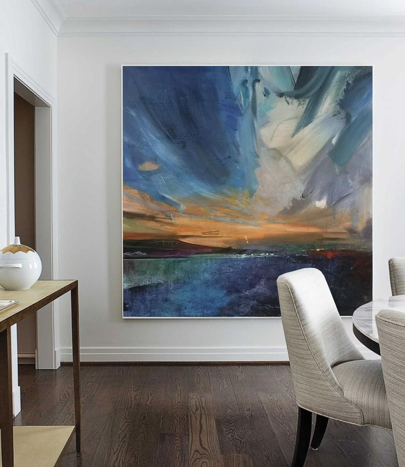 ModernAbstractPaintingLargeCanvasWallArtLargeAcrylicPaintingTexturedWallArtCanvasMinimalistWall   LargeSeaLandscapePaintingBlueAbstractPaintingLandscapeAbstractPaintingSkyAbstractPaintingWallAbstractPainting 31in,No Frame