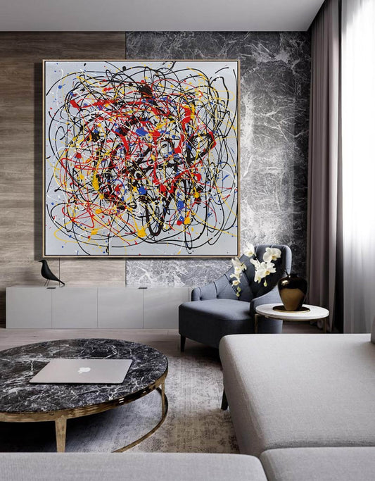 CanvasAbstractWallArtModernArtOversizeDecorWallArtColorfulPaintingLargeModernArtExtra  31in,No Frame