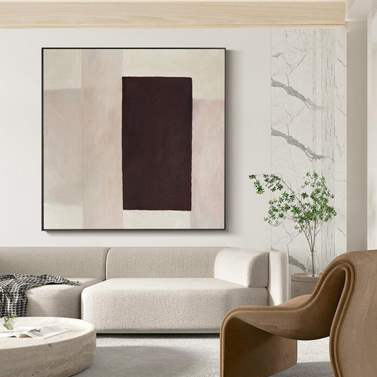 Hand Painted Abstract Oil Painting On Canvas Wabi Sabi Artwork Minimalist Wall Art Beige Painting Neutral Color Art Room Decor31inx31in,No Frame
