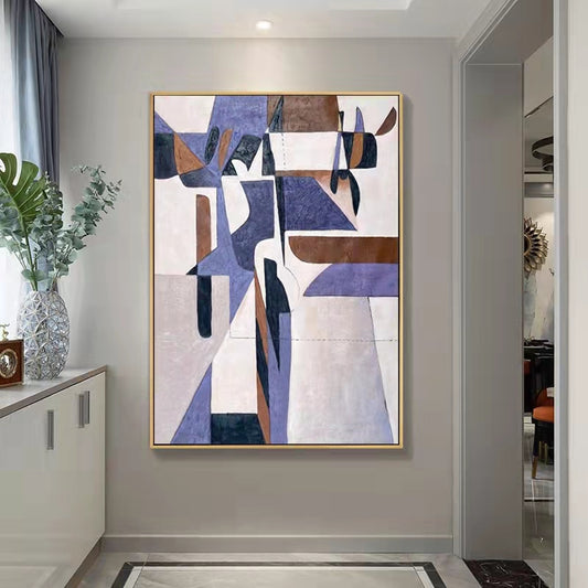 #720Orange Handpainted Oil Painting Vertical Version Large Living Room Background Wall Hanging Painting Abstract Painting Dining,31inx47in,No Frame