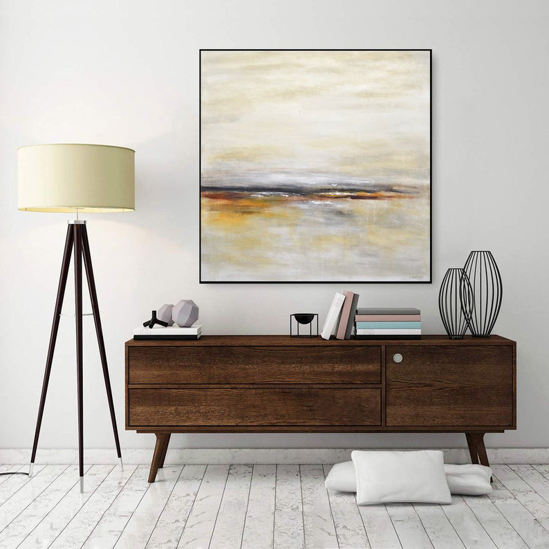 Large Wall Art Canvas Painting Abstract Painting Landscape Artwork Modern Oil Painting Fine Art Horizon Handmade Painting31in,No Frame