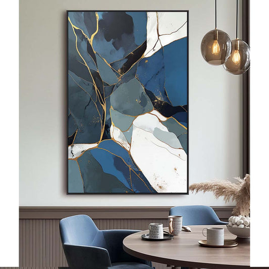 Handpainted Abstract Wall Art Painting Decorative Painting Aisle Corridor Mural Mooring Hanging Painting white blue 31inx47in,No Frame