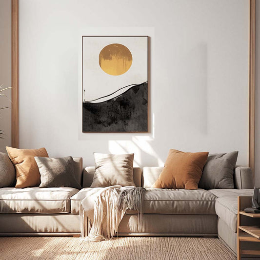 Handpainted Abstract Wall Art Painting Decorative Painting Aisle Corridor Mural Mooring Hanging Painting black yellow 31inx47in,No Frame