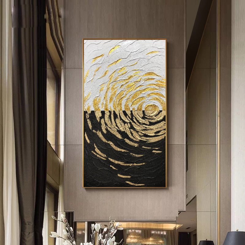 Pure hand-painted Oil Paintings Home Entrance Decorative Painting Vertical Version Of Nordic Style Gold Leaf Paintings Handmade27inx54in,No Frame
