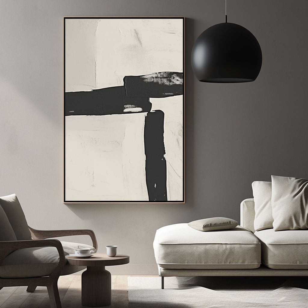 Handpainted Abstract Wall Art Painting Decorative Painting Aisle Corridor Mural Mooring Hanging Painting black 31inx47in,No Frame
