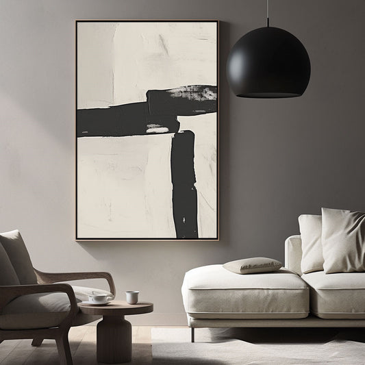 Handpainted Abstract Wall Art Painting Decorative Painting Aisle Corridor Mural Mooring Hanging Painting black 31inx47in,No Frame