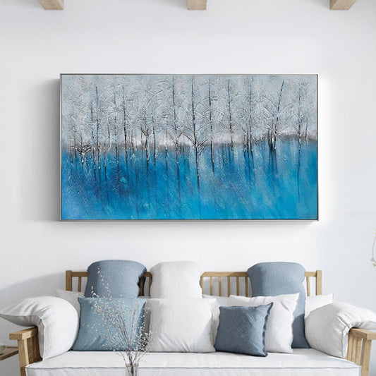 Hand-painted Oil Jungle Living Room Sofa Backdrop Decorative Painting Mural Paintings Scandinavian Style Horizontal Version Of L27inx54in,No Frame
