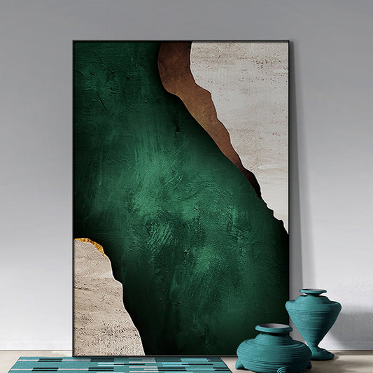 #970Handmade Green Abstract Oil Painting Acrylic Texture Wall Art On Canvas Hanging Mural Living Room Picture,31inx47in,No Frame