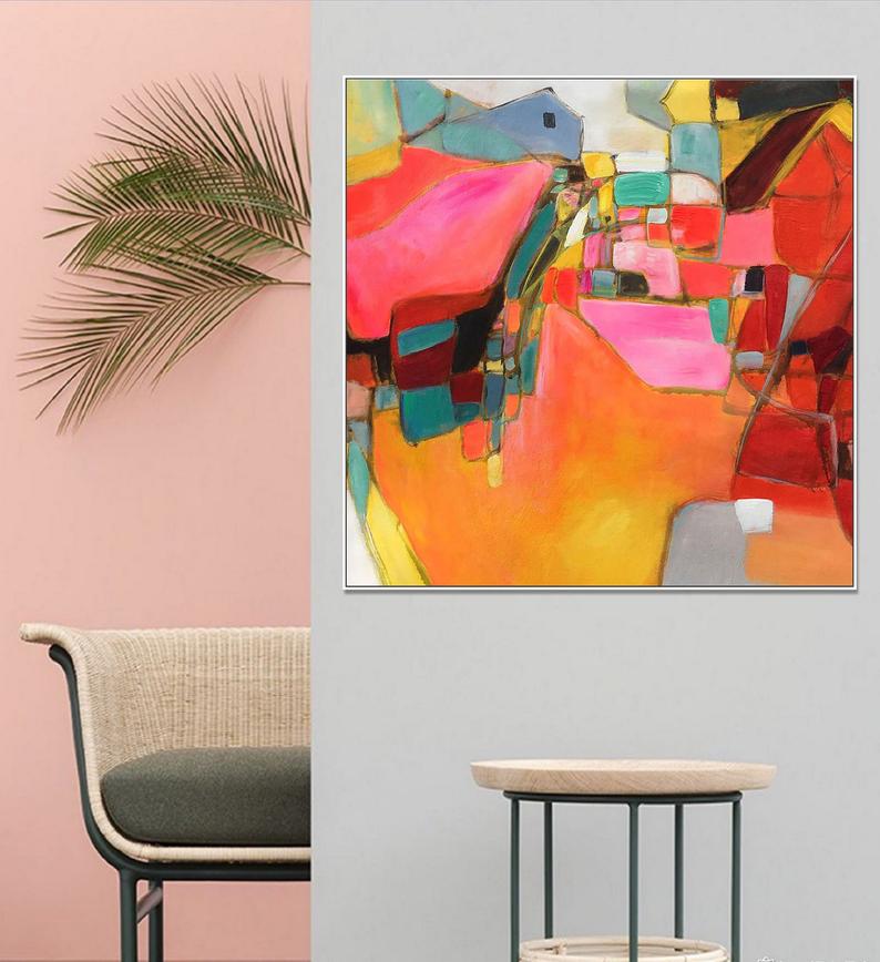 Extra Large Wall Art Gold Leaf Abstract Painting Acrylic Paintings On Canvas Contemporary Art Wall Painting Living Room Decor31in,No Frame