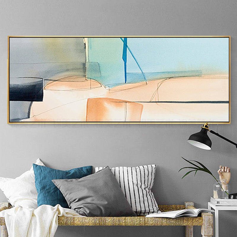 Abstract Painting Canvas Blue Painting Office Art Extra Large Canvas Art Contemporary Art Living Room pictures for home design,27inx54in,No Frame