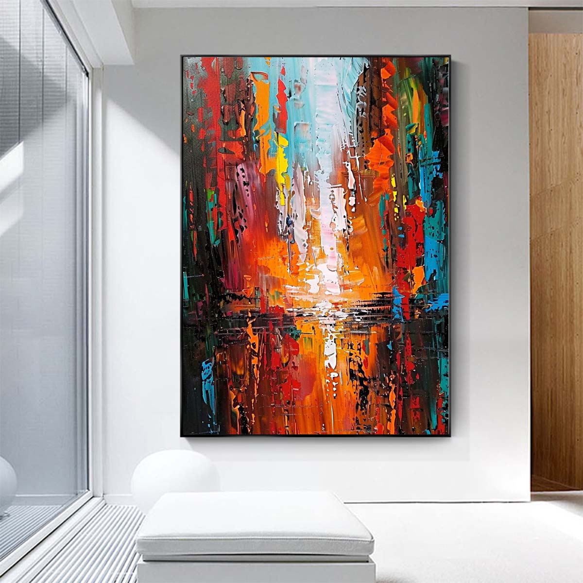 Original creation City Hand painted Oil Painting Canvas Wall Art For Home Living Room Unframed/Rolled #018