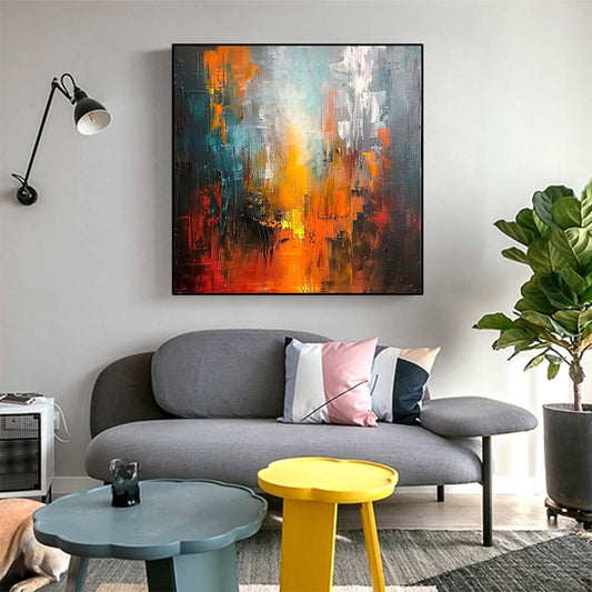 Abstract Handmade Oil Painting Modern Minimalist Home Living Room Decoration Painting,31inx31in,No Frame