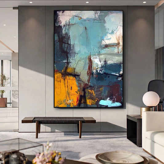 Abstract Hand painted Oil Painting Large Graffiti Decorative Painting Living Room Bedroom Canvas Painting,31inx47in,No Frame