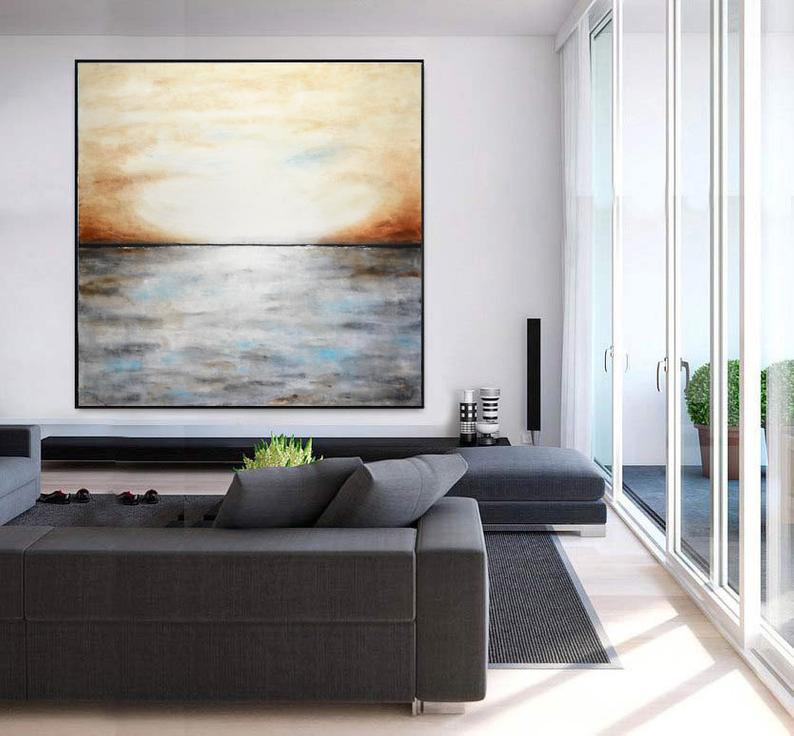 LargeAbstractPaintingWallArtSquareContemporaryArtLandscapePaintingModernArtworkDecor 31in,No Frame