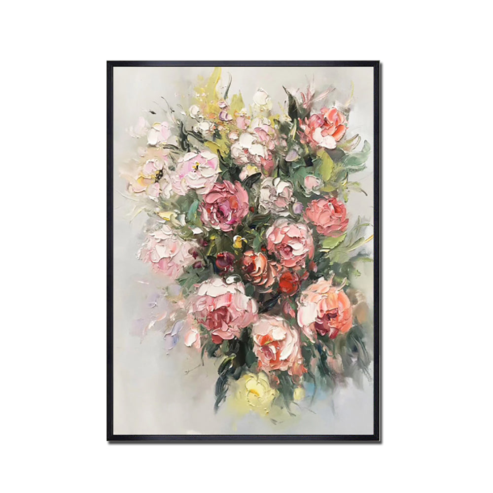 Hand Painted Abstract Flower Oil Painting Knife Thick Texture Canvas Painting Modern Wall Art Picture For Home Living Room,31inx47in,No Frame