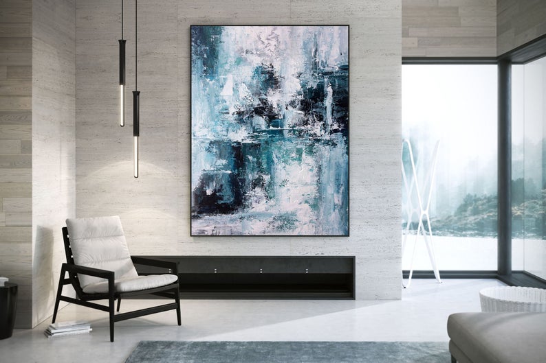 ExtraLargeWallArtPaletteKnifeArtworkOriginalPaintingOnCanvasModernHomeDecorContemporaryArt 31in,No Frame